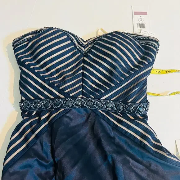 COLORS Formal Strapless A Line Maxi Dress Size 4 NWT Style 1578 Navy Blue - Picture 10 of 12